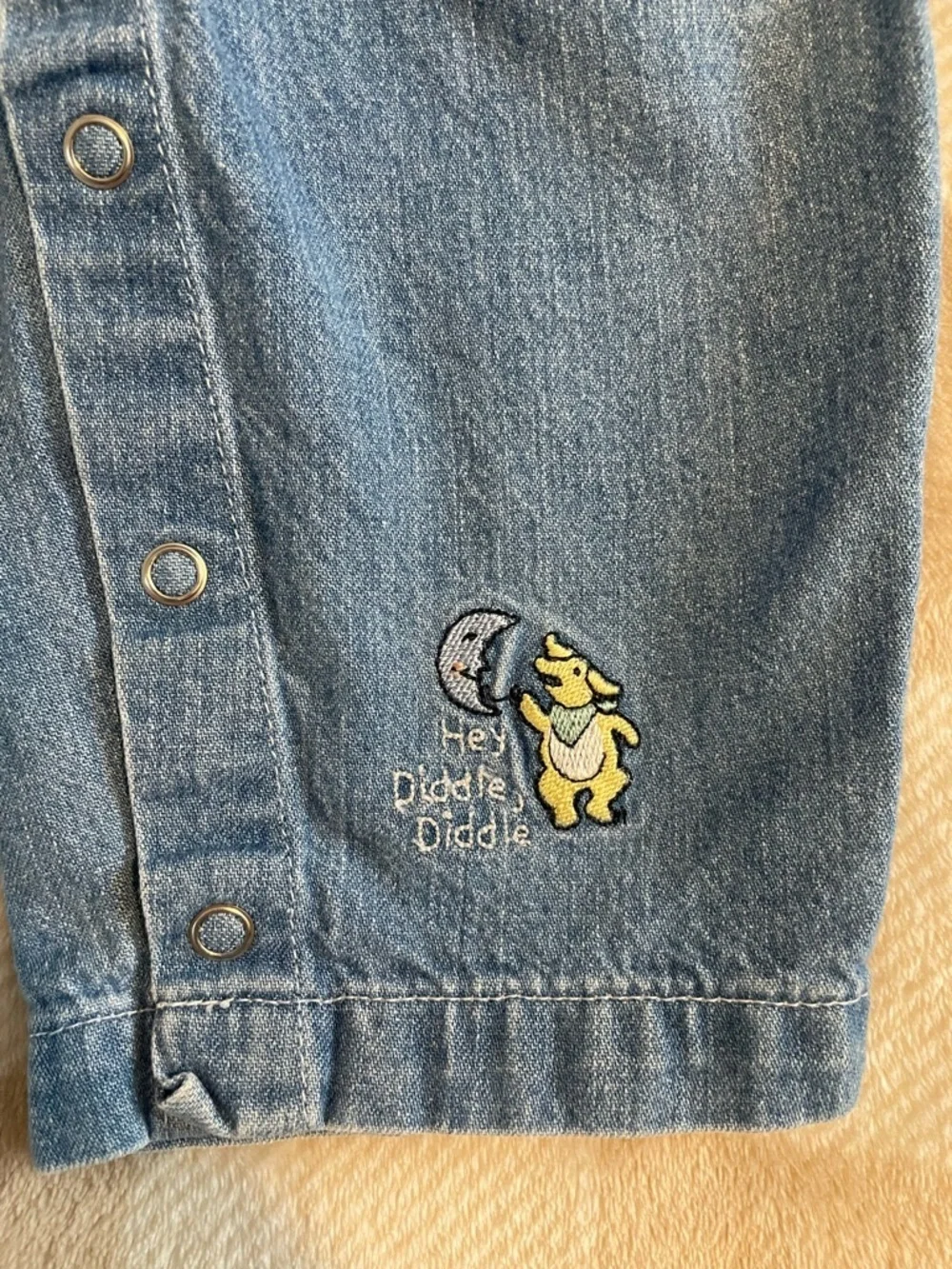 Vintage Carters Classic Hey Diddle Diddle Baby 9-12 Months Blue Denim Snap Pants